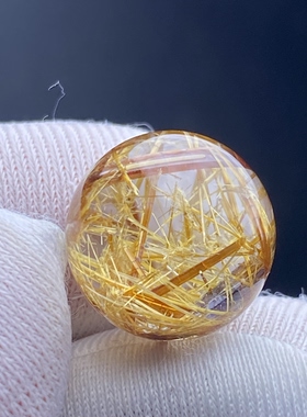 天然水晶发晶吊坠圆珠DIY水晶单珠饰品项链项链13mm一物一图