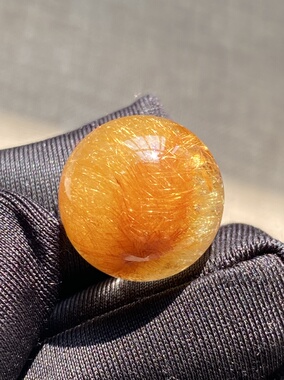 天然水晶发晶吊坠圆珠DIY水晶单珠配珠饰品项链15.5mm一物一图