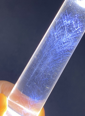 天然水晶原石打磨白水晶蓝针吊坠裸石圆柱形可做印章一物一图