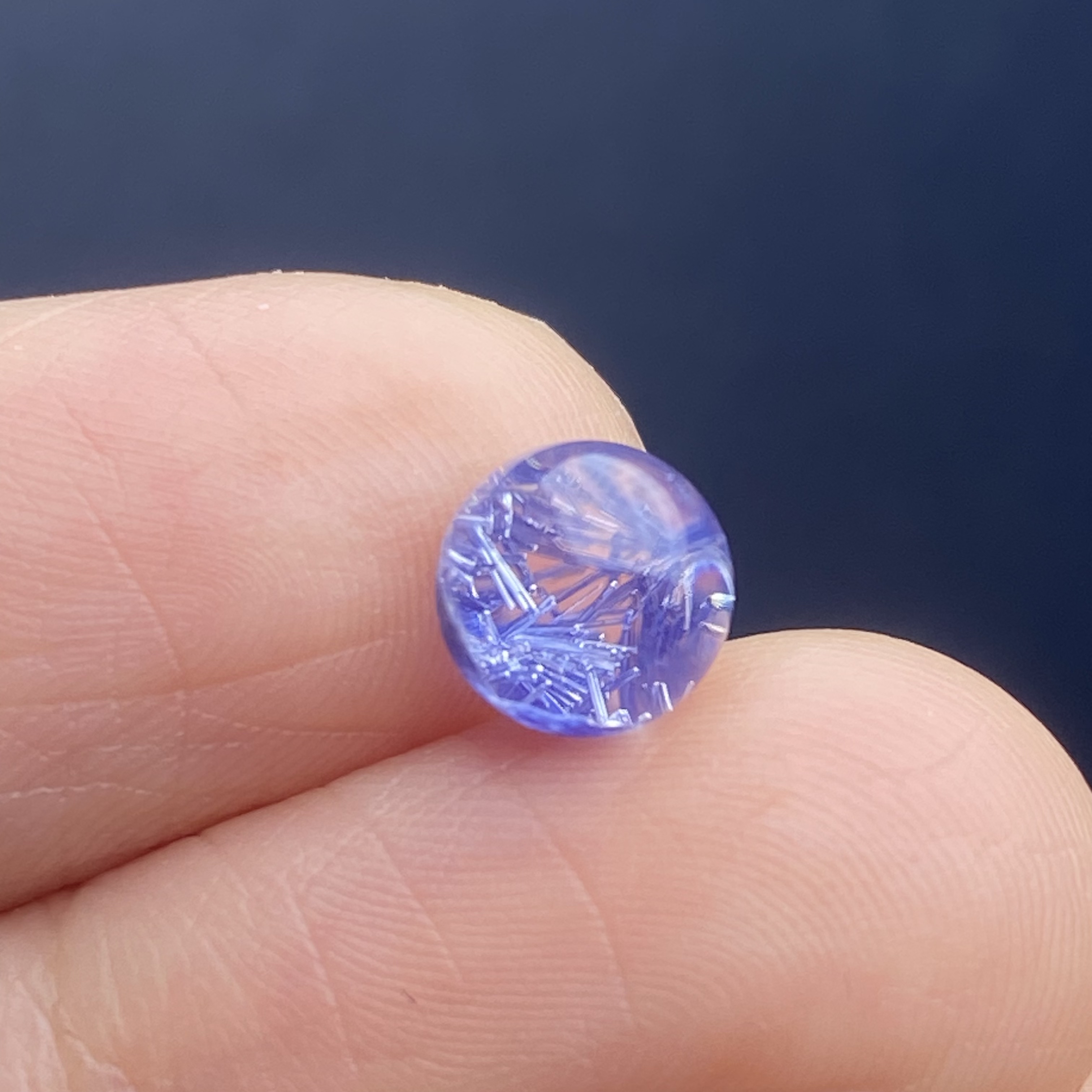 Natural crystal blue hair crystal pendant round beads DIY blue line stone single bead jewelry can be used as a ring 7mm one thing one picture