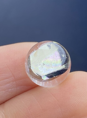 天然水晶包裹体七彩黄铜矿吊坠圆珠DIY铜矿单珠饰品项链10.5mm
