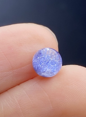 天然水晶蓝发晶吊坠圆珠DIY蓝线石单珠饰品可做戒指6mm一物一图