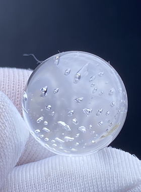 天然白水晶满天星水胆吊坠圆珠DIY水晶单珠饰品项链13.5mm