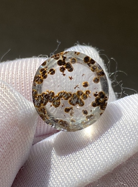 天然水晶包裹体铁矿花吊坠裸石蛋面DIY水晶饰品可做戒指一物一图