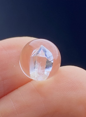天然水晶包裹体七彩晶中晶吊坠圆珠DIY水晶单珠饰品项链9.5mm