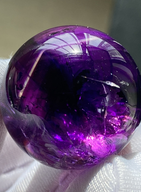 天然紫水晶吊坠圆珠DIY水晶单珠配珠饰品项链21mm一物一图