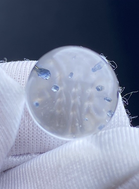 天然水晶包裹体蓝矿吊坠圆珠DIY水晶矿石单珠饰品项链11.5mm