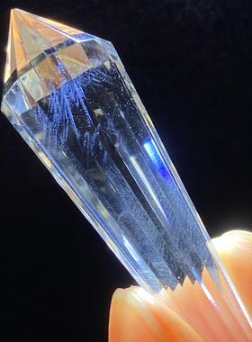 天然水晶原石打磨干净体白水晶蓝针吊坠裸石挂坠一物一图