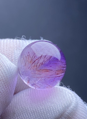 天然水晶紫晶发吊坠圆珠DIY紫发单珠饰品项链10.5mm一物一图