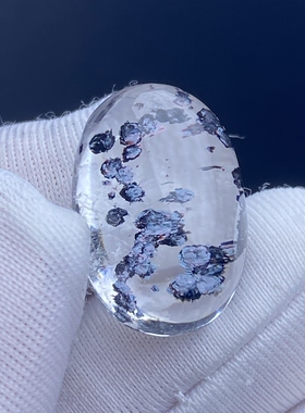 天然水晶包裹体云母矿花吊坠裸石蛋面DIY水晶饰品项链挂坠