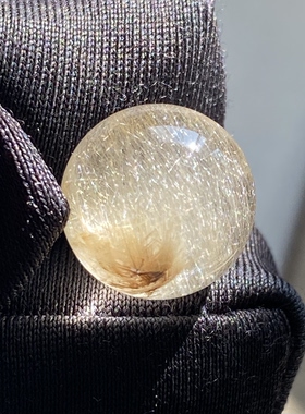 天然水晶发晶吊坠圆珠DIY水晶单珠饰品项链12mm 一物一图
