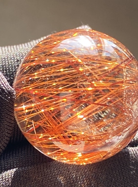 天然水晶发晶吊坠圆珠DIY水晶单珠饰品项链21mm一物一图