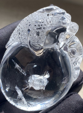 天然水晶包裹体七彩矿石吊坠男女款水晶雕刻金蟾饰品项链一物一图