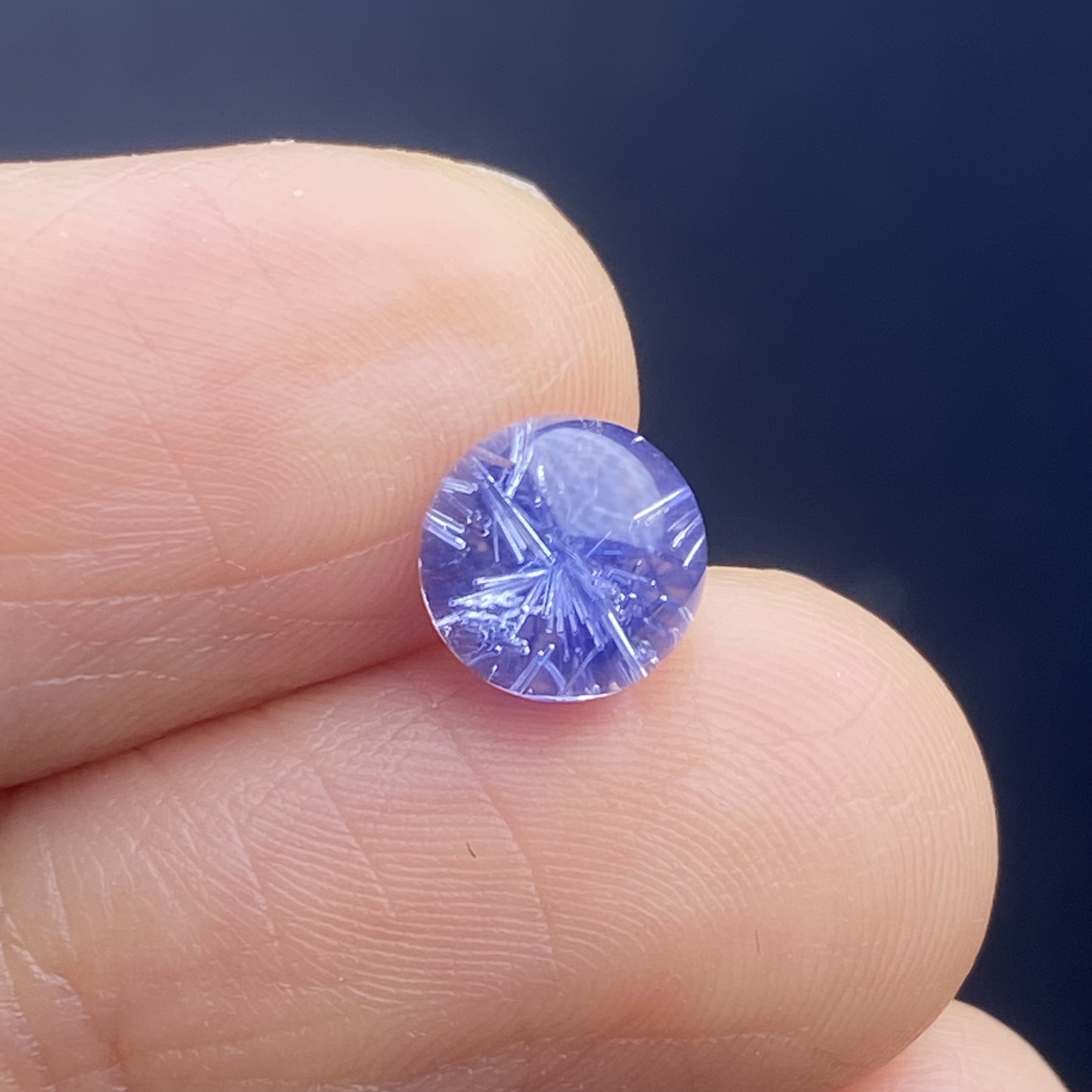 Natural crystal blue hair crystal pendant round beads DIY blue line stone single bead jewelry can be used as a ring 7mm one thing one picture