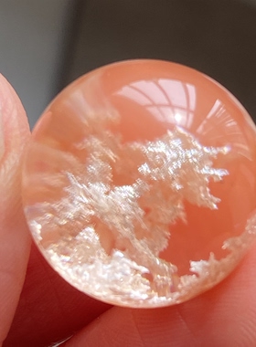 天然水晶幽灵吊坠圆珠DIY水晶单珠饰品项链16.5mm 一物一图