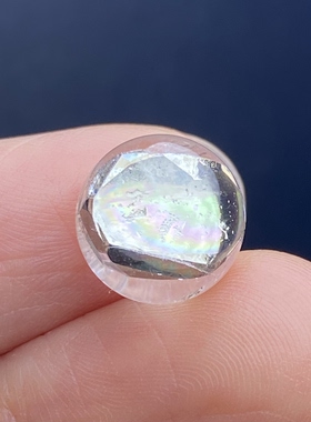 天然水晶包裹体七彩黄铜矿吊坠圆珠DIY铜矿单珠饰品项链10.5mm