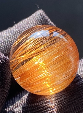 天然水晶铜条发吊坠圆珠DIY顺发铜发晶单珠饰品项链16mm一物一图