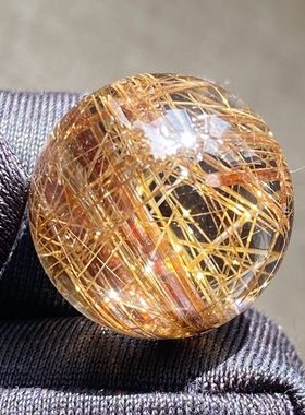 天然水晶包裹体金红石吊坠圆珠DIY水晶单珠饰品项链16.5mm