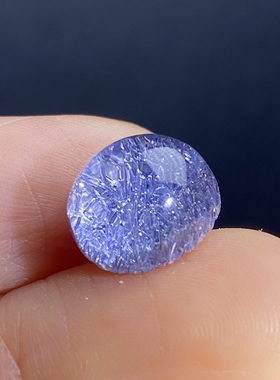 天然水晶蓝发晶吊坠裸石蛋面DIY水晶饰品可做戒指 一物一图