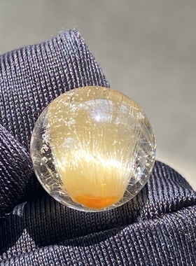天然水晶发晶顺发白幽灵共生吊坠圆珠DIY水晶单珠饰品12mm