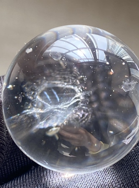 天然水晶包裹体彩色矿石吊坠圆珠单珠饰品项链22mm一物一图