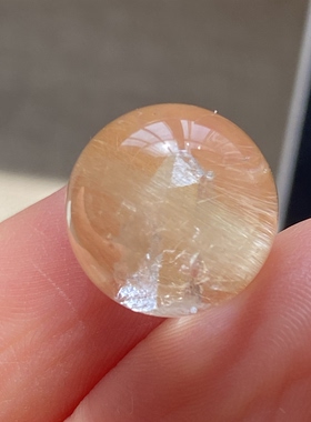 天然水晶发晶包裹晶中晶吊坠圆珠DIY水晶单珠饰品项链12.5mm