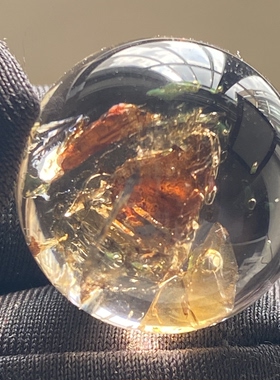 天然水晶油胆吊坠圆珠DIY水胆单珠饰品项链20mm一物一图