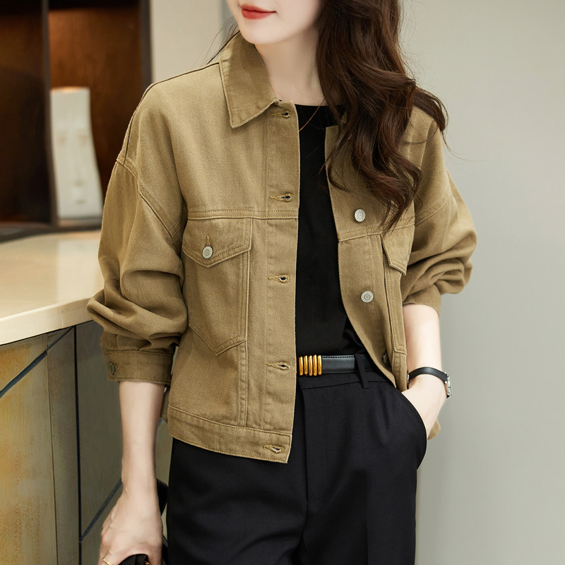 德玛纳2022新款女装秋季牛仔感夹克 德玛纳短外套