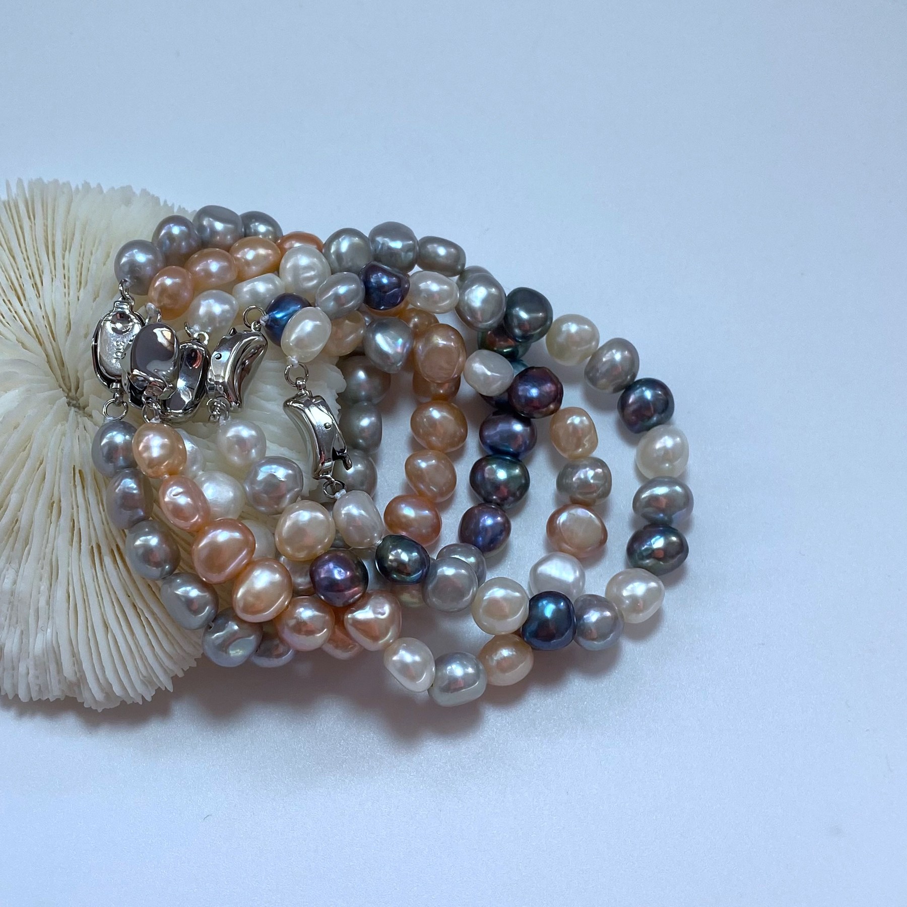 8-9mm天然白色巴洛克淡水珍珠手链异形不规则插棒扣首饰豌豆扣,淘宝优惠券,粉丝福利购,淘宝优惠卷