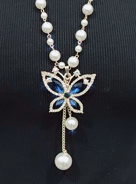 珍珠挂件项链女毛衣链长款2025新款爆款秋冬季设计感小众时尚百搭