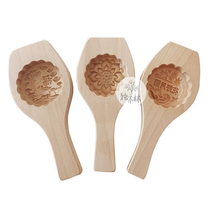 过年青团月饼馒头模具木质印字压花圆形粑粑烘焙面食老式绿豆糕 - 图3