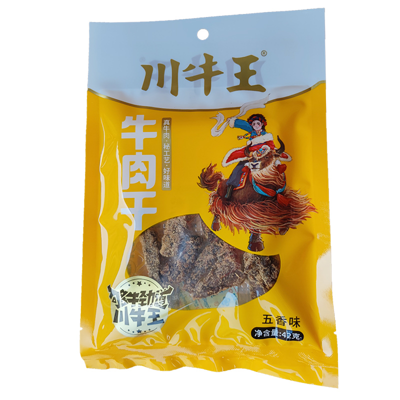 四川特产川牛王牛肉干42g*5袋经典老式牛肉条五香麻辣味儿时记忆-图2