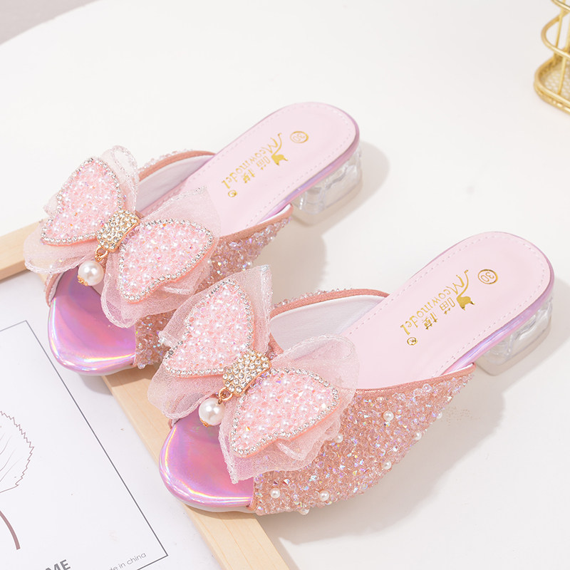 夏季女童凉拖鞋高跟儿童公主拖鞋新款女孩子水晶鞋高跟宝宝软底鞋,淘宝优惠券,粉丝福利购,淘宝优惠卷
