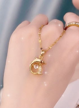 休闲灵动款海豚项链女