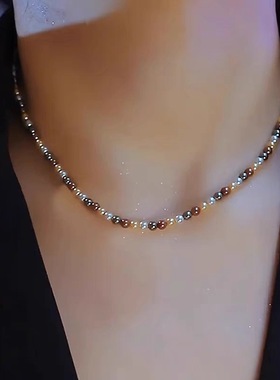 小米珠混彩珍珠项链女款