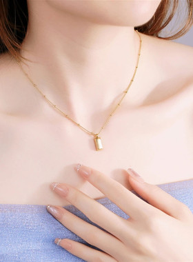 轻奢小众小金砖项链女