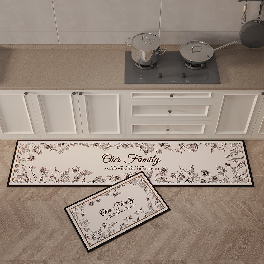 轻奢高级厨房地垫长条防滑防油防水可擦免洗皮革地毯耐脏软脚垫子,淘宝优惠券,粉丝福利购,淘宝优惠卷