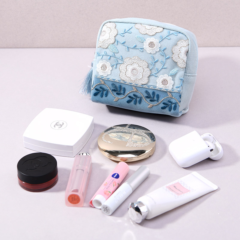 日本进口Beauriche刺绣化妆包盒型收纳袋便携清新流速甜美北欧风,淘宝优惠券,粉丝福利购,淘宝优惠卷