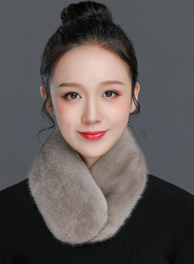 整皮水貂毛围巾女冬季整貂貂皮