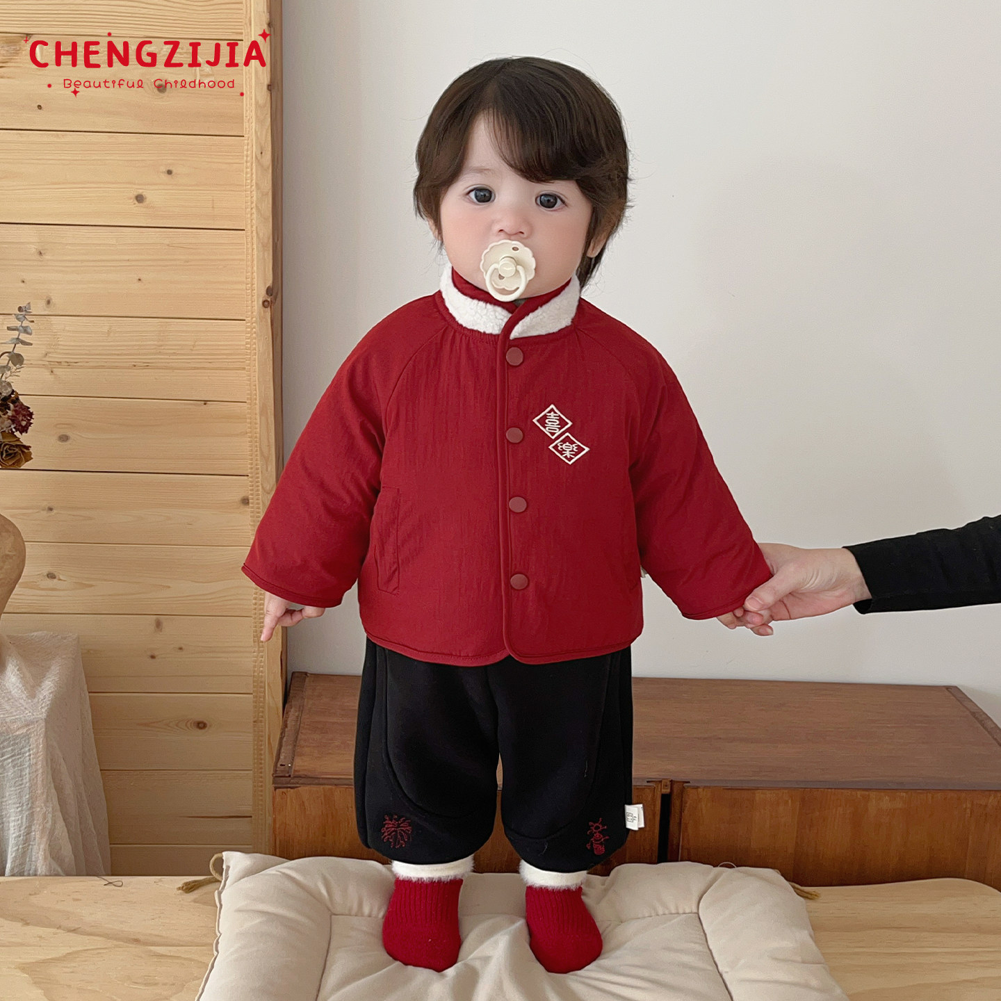 男童冬款新年棉服套装男宝宝红色加厚保暖棉衣外套婴幼儿加绒裤子,淘宝优惠券,粉丝福利购,淘宝优惠卷