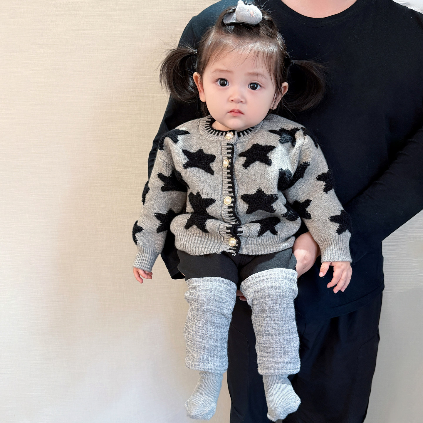 女宝宝冬款毛衣外套套装女童洋气休闲针织开衫婴儿加绒保暖打底裤,淘宝优惠券,粉丝福利购,淘宝优惠卷