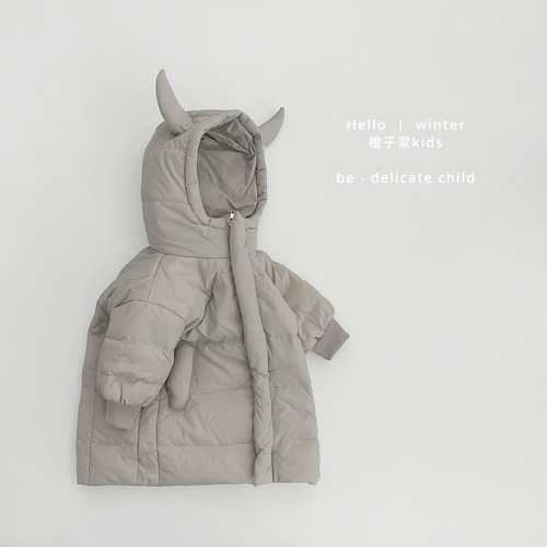 男童冬装韩版加厚保暖羽绒服女童外套洋气百搭婴幼儿童装连帽上衣 - 图3