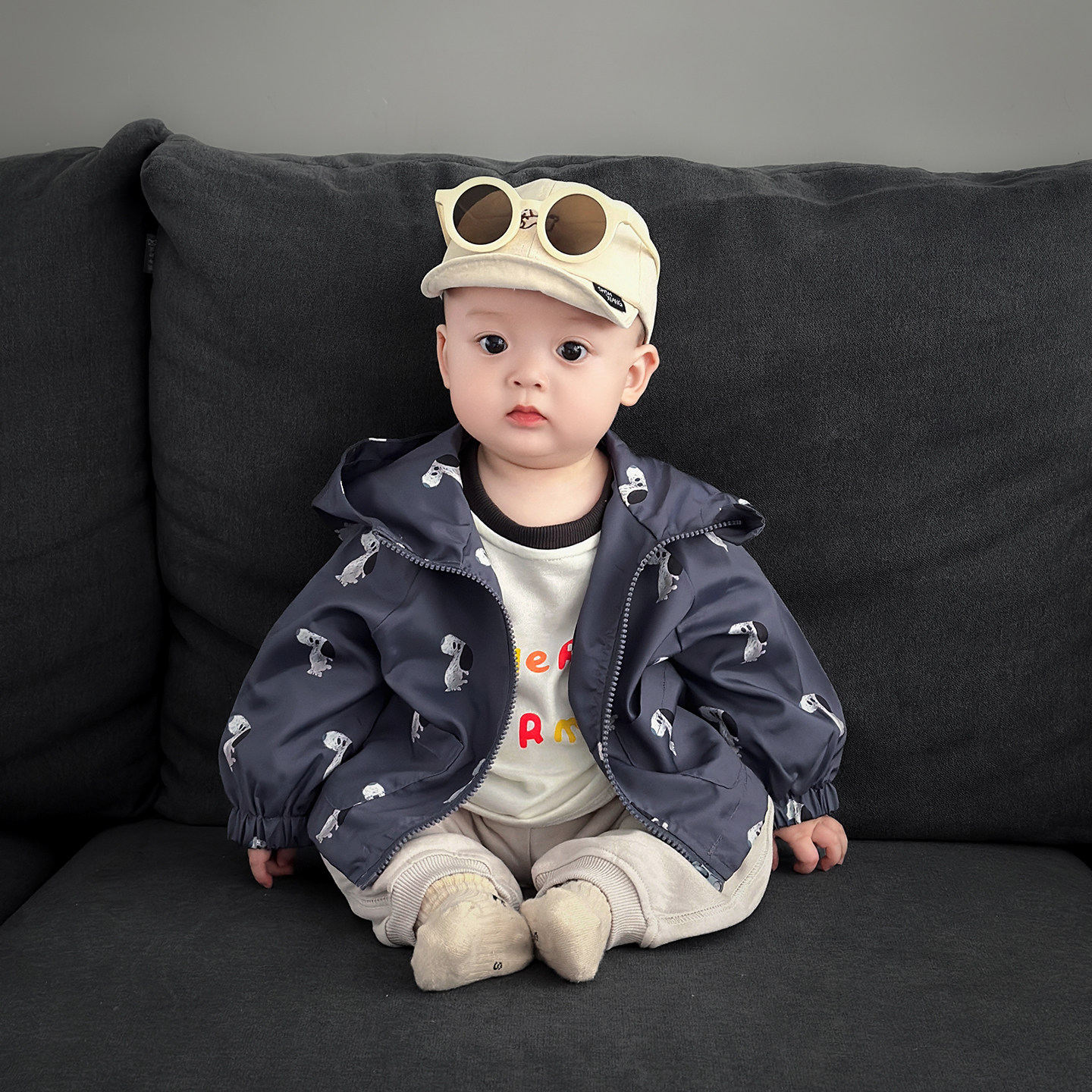 男宝宝春秋季韩版套装婴儿拼色长袖T恤卡通外套百搭休闲裤三件套,淘宝优惠券,粉丝福利购,淘宝优惠卷