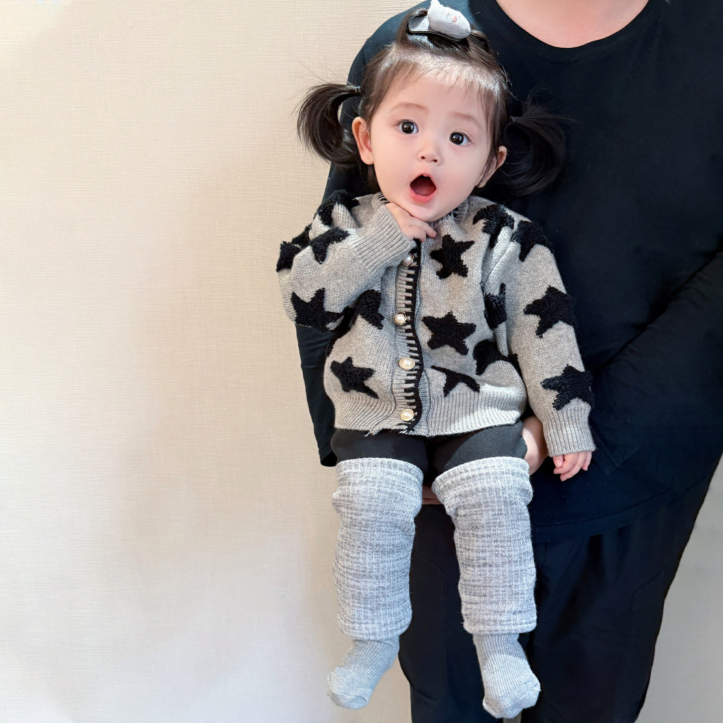 女宝宝冬款毛衣外套套装女童洋气休闲针织开衫婴儿加绒保暖打底裤,淘宝优惠券,粉丝福利购,淘宝优惠卷