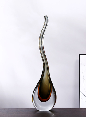 欣唯嘉手工现代咖啡色轻奢玻璃摆件酒店KTV客厅玄关电视柜子摆设