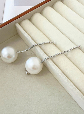 韩系千金~复古轻奢镶钻大颗珍珠