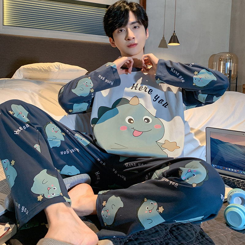 男士春秋款长袖纯棉青少年男生睡衣 怀尔蔚卡卡睡衣/家居服套装