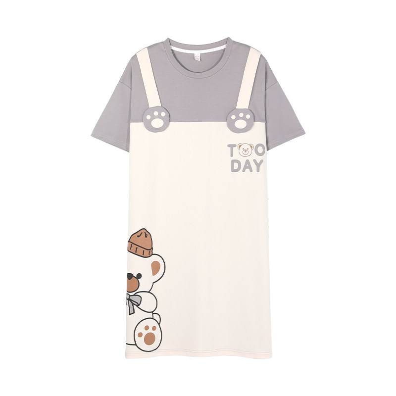 夏季纯棉可爱短袖宽松孕妇睡裙 怀尔蔚卡卡睡裙