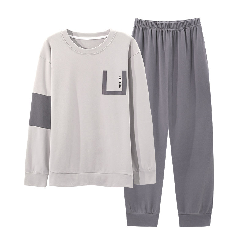 长袖春秋款新款男士青少年纯棉睡衣 怀尔蔚卡卡睡衣/家居服套装