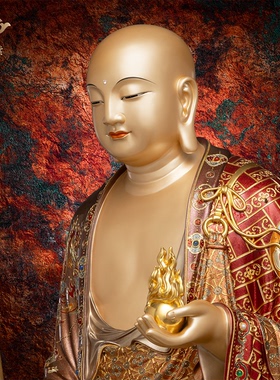 地藏王菩萨像铜像重工宝相九华山全铜雕像京铜东来紫供奉娑婆三圣